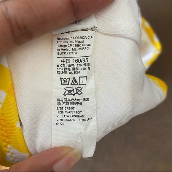 High Waist Gingham Yellow Swim Bottom - Picture 7 of 7